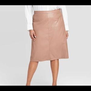 Tan leather skirt